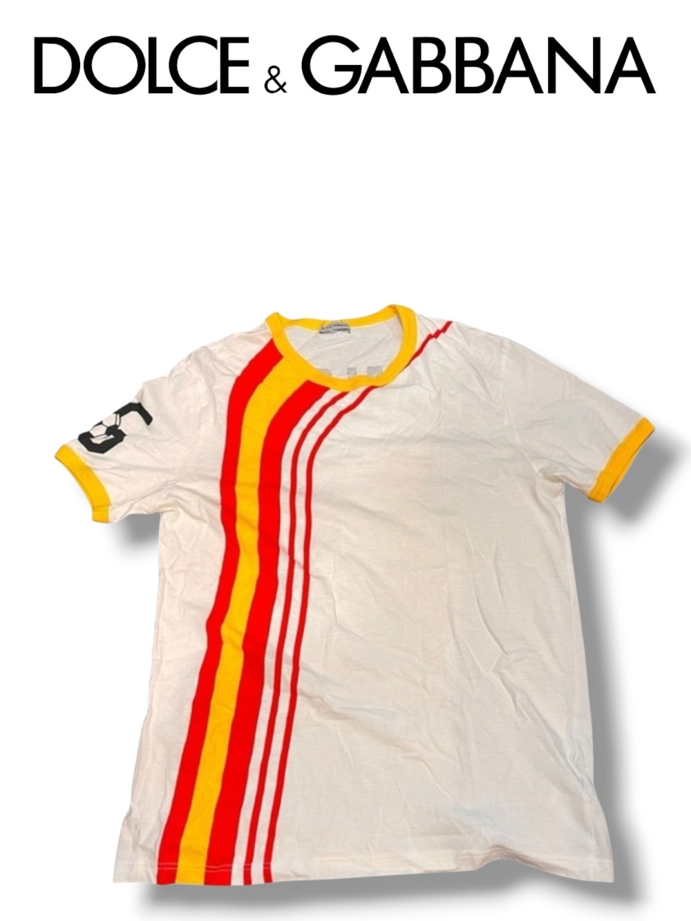 Dolce & Gabbana White Tee with Yellow Trim